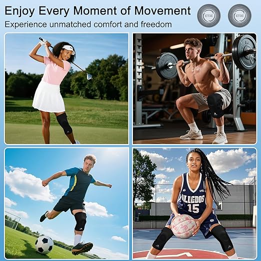 Kuangmi Knob Knee Brace, Knee Compression Sleeve with Patella Gel Pad & Side Stabilizers, Support for Sports, Workout, Pain Relief, Arthritis, Meniscus Tear(Left,X-Large,Single)