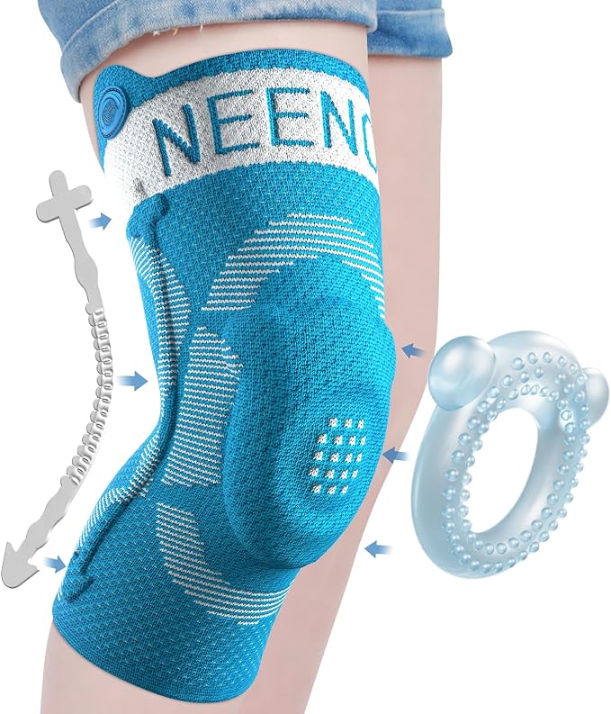 NEENCA Kids Knee Brace Sleeve, Youth Knee Compression Sleeve for Children - Boys & Girls. Child Knee Support with Patella Gel Pad & Side Stabilizers for Knee Pain, Sports, Outdoor -Blue
