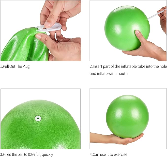nononfish Mini Exercise Barre Ball for Yoga,Pilates,Stability Blance Exercise Training Gym Anti Burst and Slip Resistant BallWith Inflatable Straw (Blue)