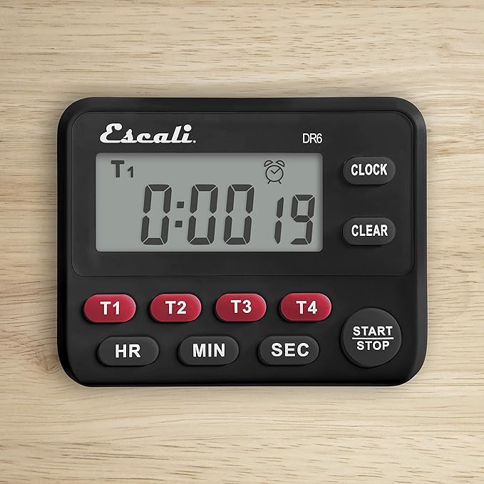 Escali Multi-Task Four Event Digital Kitchen Timer with Clock Mode, Magnetic Back, Overtime Counter (Pack of 2)