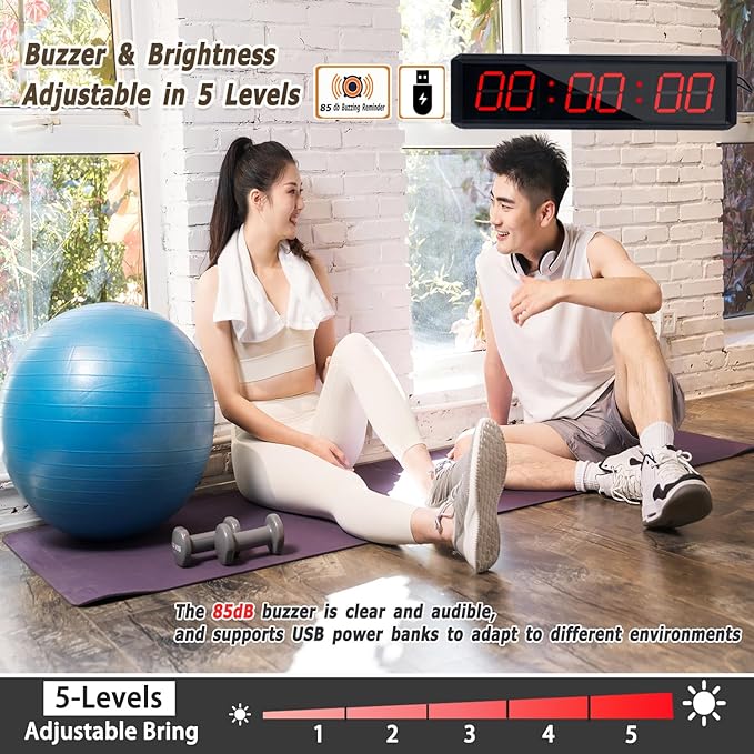 Independent Button Type 1.5-inch Fitness Room Rest Timer, Suitable for Gym Exercise/School/Home Exercise/Boxing Gym/Indoor Rock Climbing (1.8-inch Data PC Transmission Mode)
