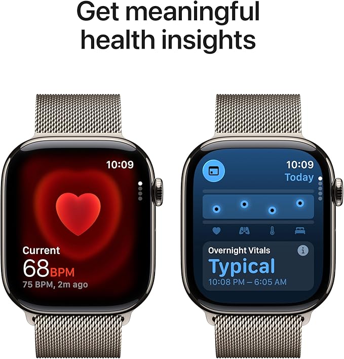 Apple Watch Series 11 [GPS + Cellular 46mm] Smartwatch with Natural Titanium Case with Natural Milanese Loop - M/L. Sleep Score, Fitness Tracker, Health Monitoring with AppleCare+ (2 Years)