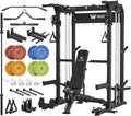 MAJOR FITNESS F22 Power Rack, 1600lbs All-in-One Squat Rack with Dual Pulley System, Heavy-Duty Steel Frame, Attachments & Storage for Home Gym Strength Training