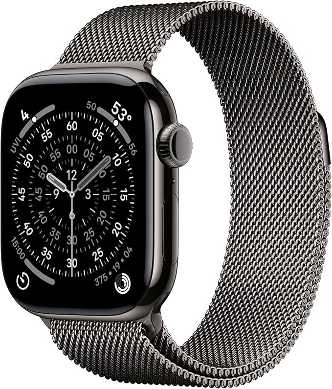 Apple Watch Series 11 [GPS + Cellular 42mm] Smartwatch with Slate Titanium Case with Slate Milanese Loop. Sleep Score, Fitness Tracker, Health Monitoring, Always-On Display, Water Resistant