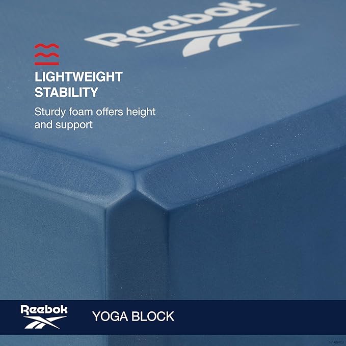 Reebok Solid Yoga Block, 4” x 6” x 9” Yoga Brick with Lightweight Support for Flexibility, Balance & Alignment, Portable Foam Block for Fitness, Home Workout, Stretching & More