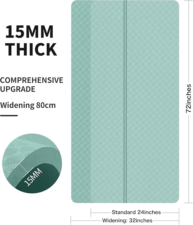 nuveti Large Exercise Mat - 15mm/20mm/30mm Thick Yoga Mat | Workout Mat for Fitness, Yoga, Pilates, Stretching & Floor Exercises for Women & Men with Free Carrying Bag