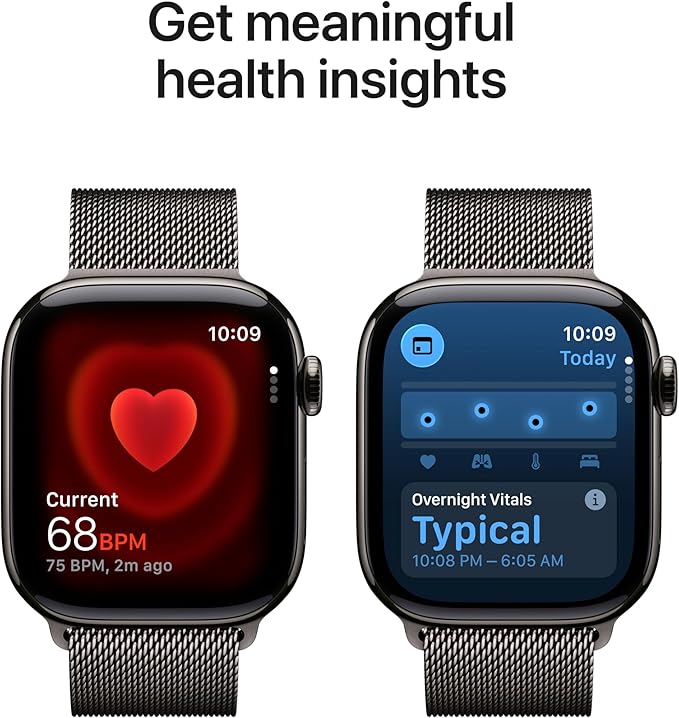 Apple Watch Series 11 [GPS + Cellular 42mm] Smartwatch with Slate Titanium Case with Slate Milanese Loop. Sleep Score, Fitness Tracker, Health Monitoring, Always-On Display, Water Resistant