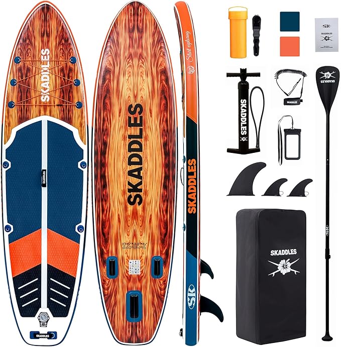 10’6’’ Inflatable Stand Up Paddle Board (SUP) for Adults and Youth with Non-Slip Deck – Complete Accessories Kit, for Fishing, Yoga, Fitness & Family Fun