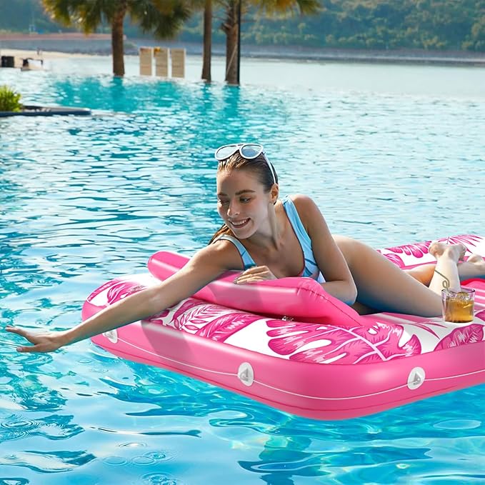 Inflatable Tanning Pool Lounger Float - Jasonwell 4 in 1 Sun Tan Tub Sunbathing Pool Lounge Raft Floatie Toys Water Filled Tanning Bed Mat Pad for Adult Blow Up Kiddie Pool Kids Ball Pit