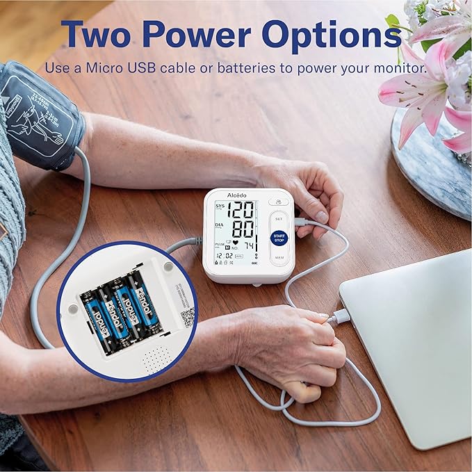 Alcedo Blood Pressure Monitor for Home Use, Automatic Digital BP Machine with Large Cuff for Upper Arm (Backlit Large Screen)