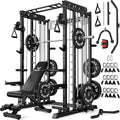JELENS Smith Machine for Home Gym, Multi-Function M12 Power Cage with Cable Crossover System, Squat Rack with Smith Bar and More Attachment