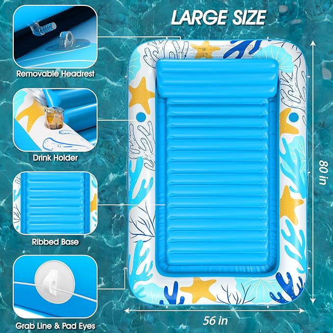 Inflatable Tanning Pool Lounger Float - Jasonwell 4 in 1 Sun Tan Tub Sunbathing Pool Lounge Raft Floatie Toys Water Filled Tanning Bed Mat Pad for Adult Blow Up Kiddie Pool Kids Ball Pit