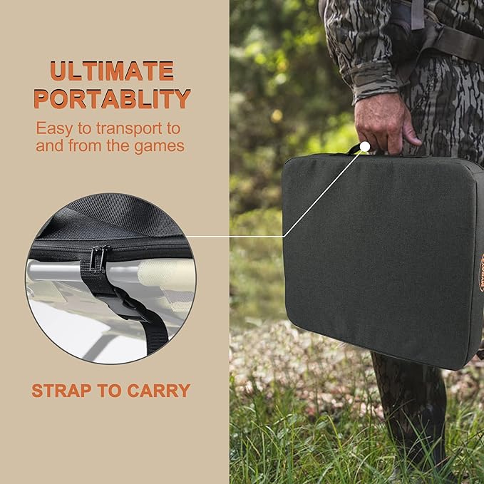 MYDAYS Portable Heated Seat Cushion, Memory Foam Heating Seat Pad for Outdoor Stadium Bleacher Camping, Power Bank Not Included（Black）