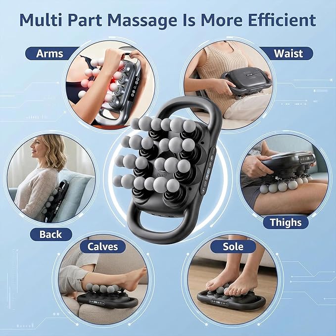 24 Head Massage Gun Deep Tissue, 9 Speeds & 9 Models Electric Percussion Muscle Massager, Quiet Portable Back Massager for Pain Relief, Relaxation for Back, Neck, Shoulders, Legs, Feet