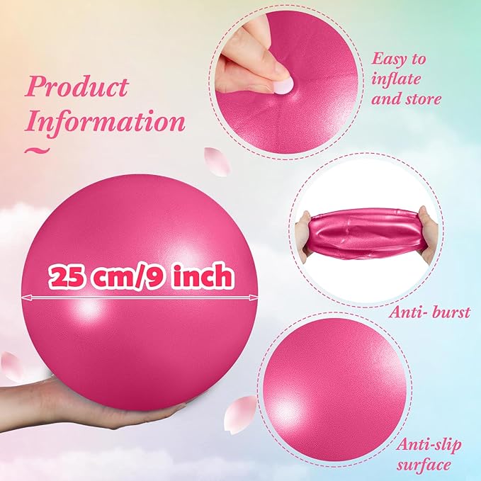 4 Pcs Small Exercise Pilates Ball Bulk 9 Inch Mini Yoga Balls Anti Burst and Slip for Stability, Fitness, Physical Therapy, Stretching & Core Workout at Home Gym Office Class