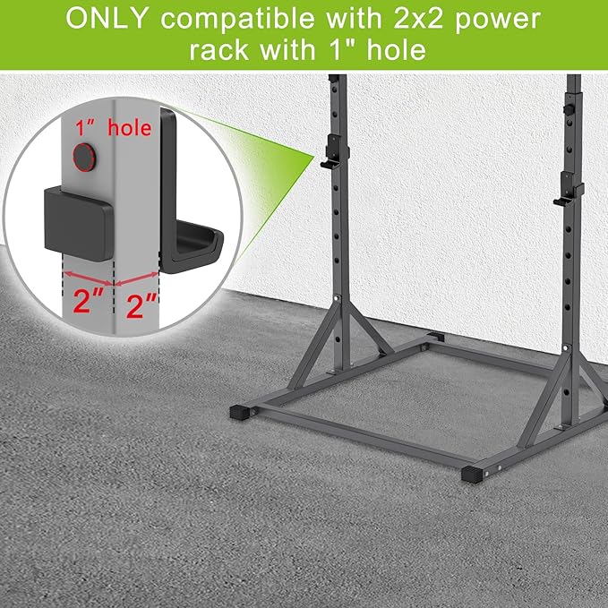 SELEWARE Solid Steel J Hooks for 2" x 2" or 3" x 3" Tube Power Cage with 1" 1/2" or 5/8" Hole Squat Rack Attachment, J-Hook Barbell Holder for Power Rack, Set of 2