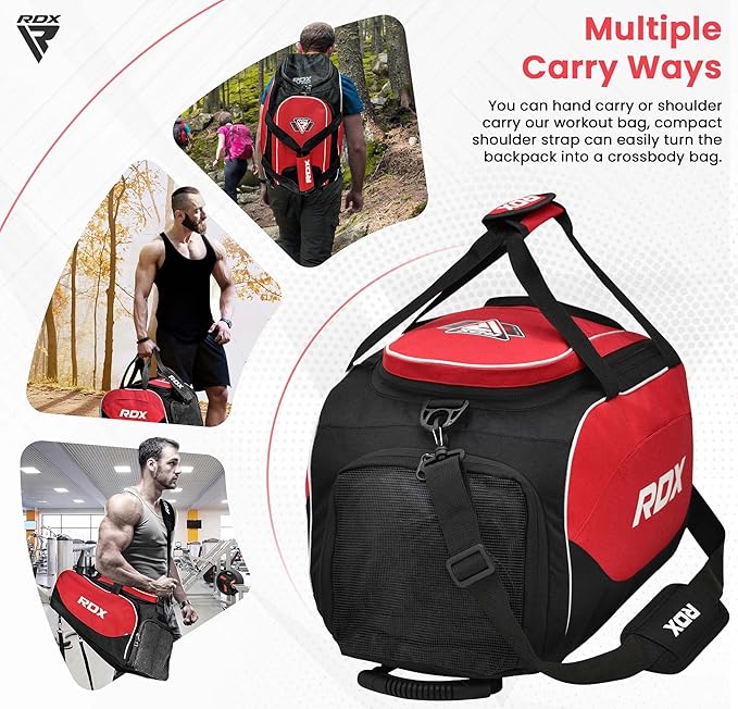 RDX 50L Gym Bag with Ventilated Shoes Compartment, All In One Backpack Duffle Holdall, Fitness Sports MMA Boxing Yoga Swim Gear Sportswear Bag, Weekend Overnight Travel Hiking Rucksack for Men Women