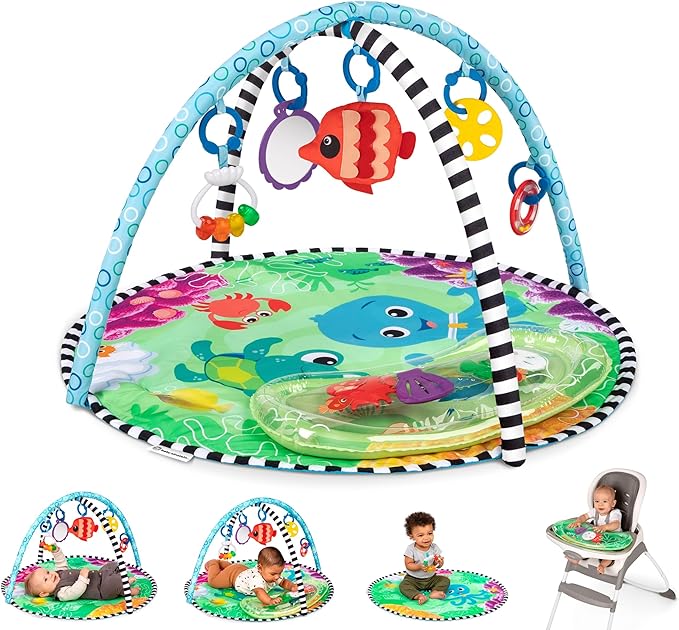 Baby Einstein Sea Floor Explorers 2-in-1 Water Mat, Portable Tummy Time, Activity Play Gym, Sensory Toys, Ages Newborn and Up