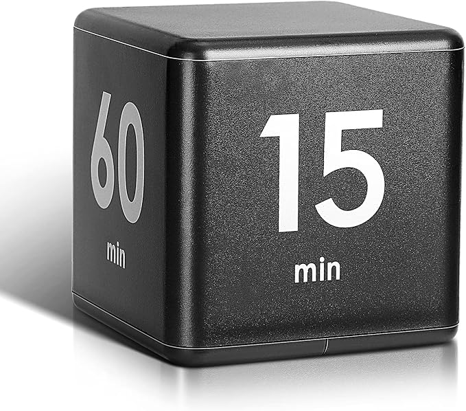 Weewooday Cube Timer, Gravity Sensor Flip Timer for ADHD Productivity, Classroom Kitchen Study Workout Cooking Desk Timers for Time Management, 15 20 30 60 Minutes Countdown Tool(Black)