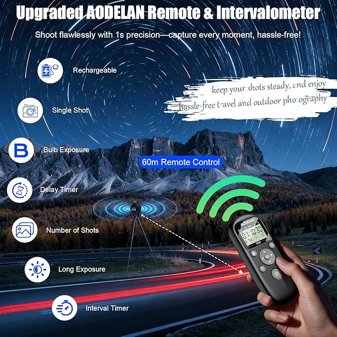 for Canon Cameras Wireless Rechargeable Timer Shutter Release Remote Control with LCD & Upgraded Interval Timer for EOS R6 Mark II, R7, R50 V, R100, RP, Rebel T7, T6, T5, T3, SL2, 5D Mark III
