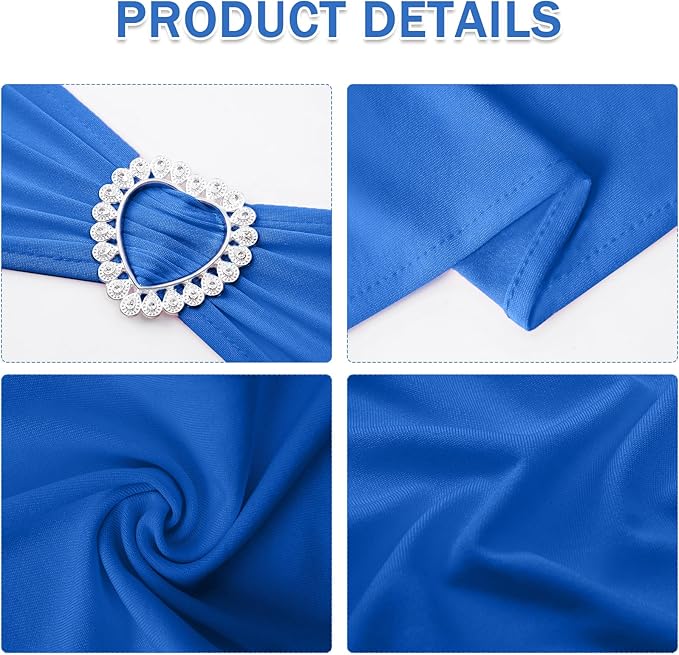 Howhic Pack of 60 Spandex Chair Sashes Bows Stretch Chair Cover Band with Buckle Slider Universal Elastic Chair Ties for Wedding Banquet Party Event Decoration (Royal Blue)