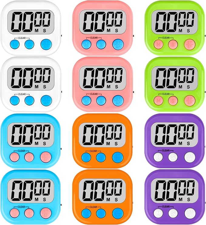 ZILLEEN Classroom Timers for Kids Classroom Magnetic Digital Kitchen Timers for Cooking Teachers Gym Game 12 pcs