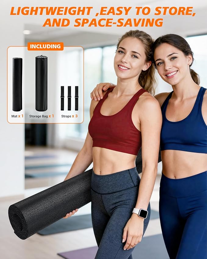 Rendpas Large Exercise Mat for Home Gym, 6'x4'/7'x5'/10'x6' (8mm) Extra Thick Workout Mat, High-Density PVC, Non-Slip, Shock Absorption for Cardio, Weights & Jump Rope