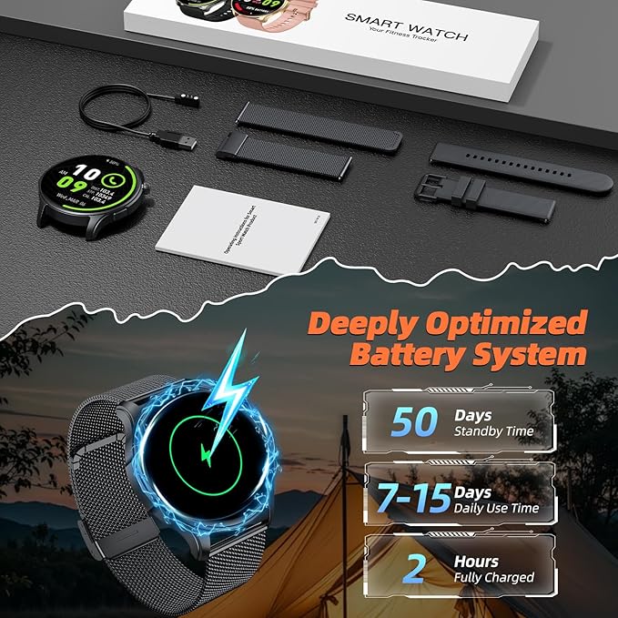 Smart Watch for Men Women Fitness Tracker: Waterproof Bluetooth Call Answer/Make Smart Watches for Android/iPhone Digital Mens Smartwatch Activity Pedometer Heart Rate SpO2 Monitor 120+ Sports Model