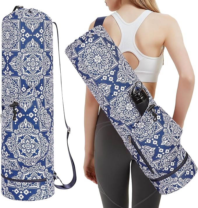 sportsnew Yoga Mat Bag with Water Bottle Pocket and Bottom Wet Pocket, Exercise Yoga Mat Carrier Multi-Functional Storage Bag, Patent pending