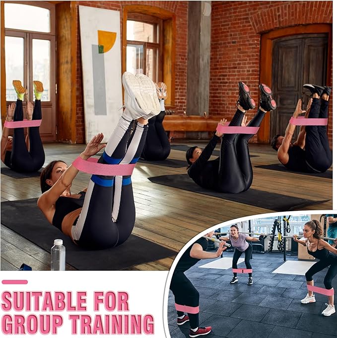 12 Pcs Fabric Resistance Bands for Working Out Booty Workout Stretch Exercise Bands Non Slip for Legs Squat Resistance Loop for Women Men Starter Butt Hip Thigh Fitness