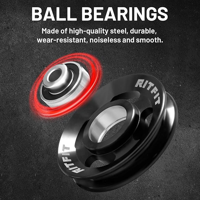 RitFit Aluminum Pulley Wheel for Gym Equipment, 6PCS Set Power Rack Pulley Attachment, 90mm Aluminum Alloy Bearing Gym Pulley Wheel for Home Gym