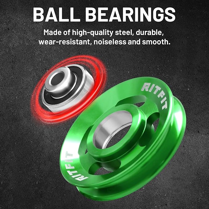 RitFit Aluminum Pulley Wheel for Gym Equipment, 6PCS Set Power Rack Pulley Attachment, 90mm Aluminum Alloy Bearing Gym Pulley Wheel for Home Gym