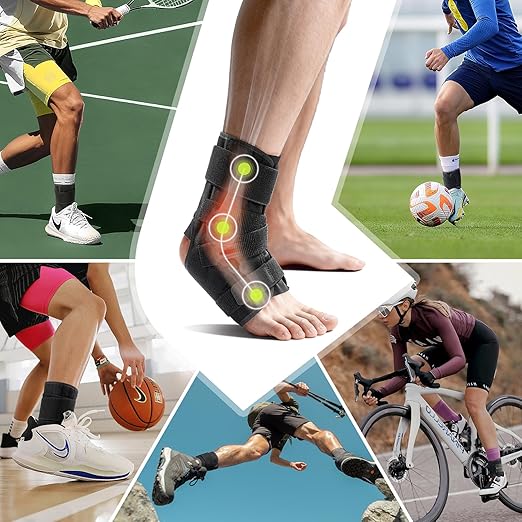 LETSHAKE Ankle Brace for Men Women, Ultralight Sprained Ankle Stabilizer for Plantar Fasciitis & Achilles Tendonitis, Adjustable & Breathable Ankle Support for Basketball, Running, Sports Injury Recovery (S/M)
