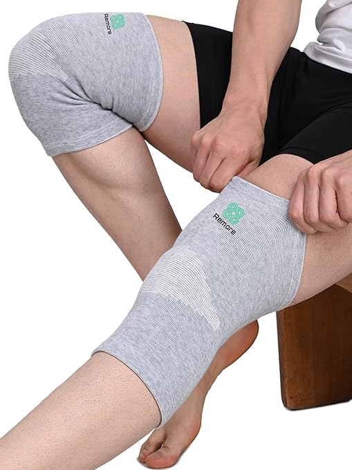 Bamboo Knee Compression Sleeve for Men and Women Bamboo Knee Brace for Men and Women Knee Pain, Gym, Running, Basketball, Meniscus Tear, Sports, Joint Pain Relief, Injury Recovery (36-43cm Thigh) (Medium)