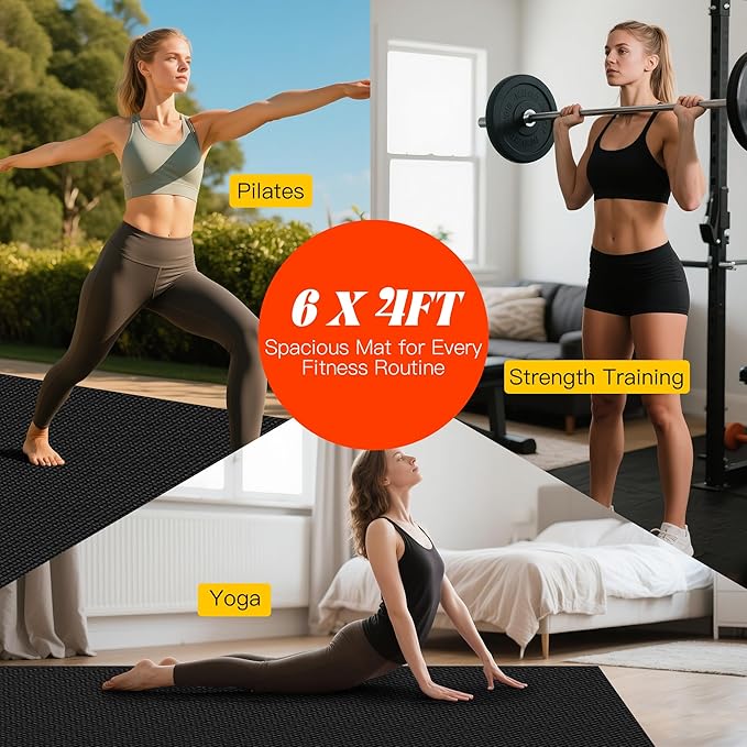 VTORY 7mm Large Workout Mat 7×5 ft – Extra Large Wide Yoga Mat & Pilates Mat Thick, Non-Slip Exercise Mat for Home Gym, Home Workout, HIIT, Strength, Stretching