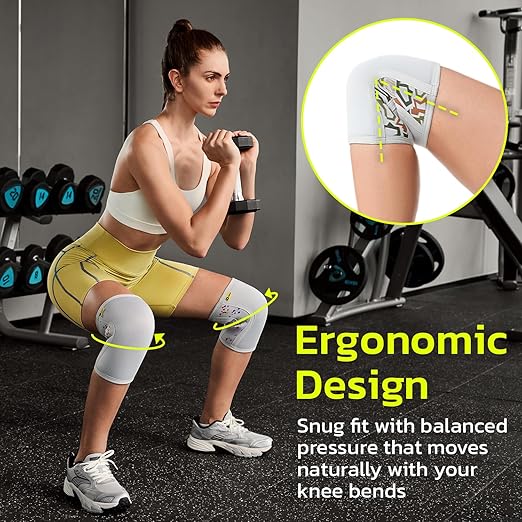 aoFIT Knee Brace for Women Men (1 Pair) 5mm Neoprene Knee Compression Sleeve Knee Support, Non-Slip Braces for Training & Fitness, Weightlifting, Marble Bloom X-Large
