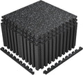 SUPERJARE 1" Extra-Thick Rubber Top Exercise Mat, Puzzle Gym Flooring for Home Gym, Gym Mat for Workout Equipment, Interlocking Floor Tiles with EVA Foam, 18 Pcs 72 Sq Ft, Black/Grey