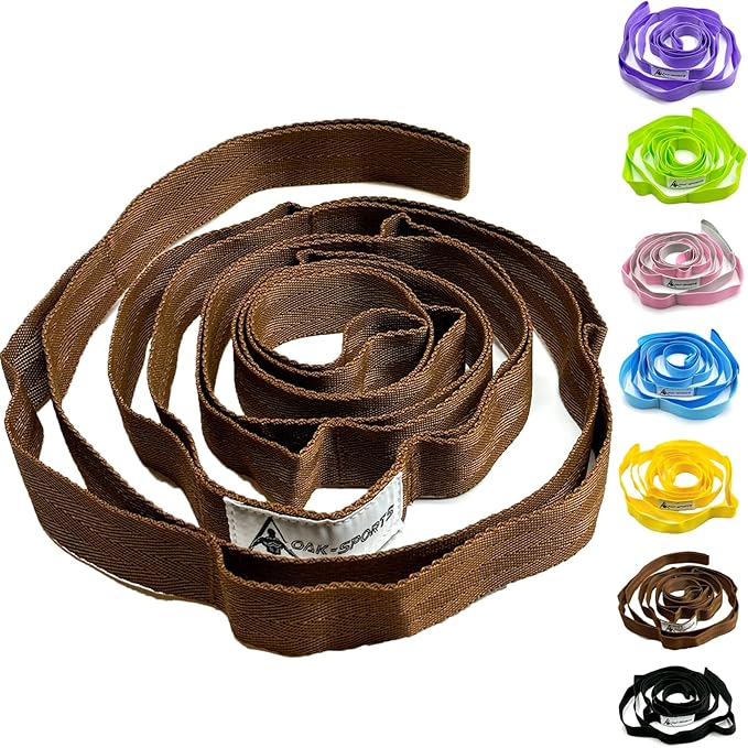 Stretching Strap Yoga Strap with Loops, Stretch Straps for Physical Therapy, Non-Elastic Exercise Strap for Pilates, Dance and Gymnastics with Workout Guide
