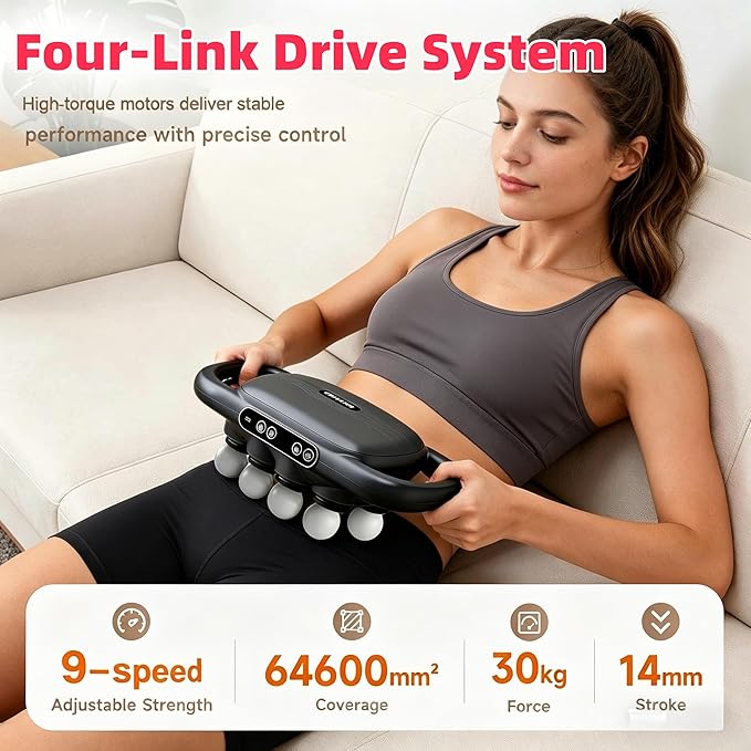 Sirrail 16 Head Fascia Massager Gun Set Deep Tissue Percussion Massager 2600mAh 9 Modes & 9 Intensities for Home Gym Office Travel Black