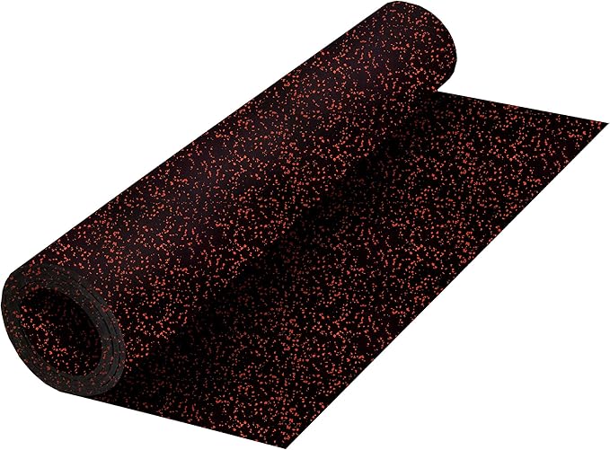 Genaflex Rubber Gym Floor Mat - 8mm Thick - Heavy Duty Commercial Protective Gym Flooring Roll (10% Red, 4' X 6')