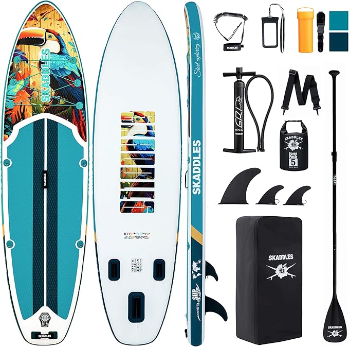 10’6’’ Inflatable Stand Up Paddle Board (SUP) for Adults and Youth with Non-Slip Deck – Complete Accessories Kit, for Fishing, Yoga, Fitness & Family Fun