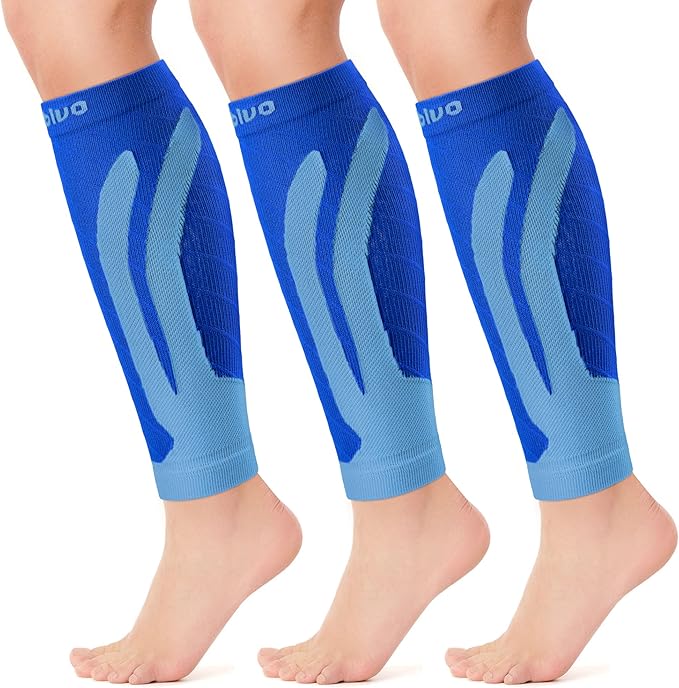 CAMBIVO 3-Pair Calf Compression Sleeves for Men & Women – Footless Socks for Shin Splints & Leg Pain Relief, 1 Pair Available