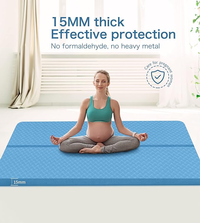 nuveti Large Exercise Mat - 15mm/20mm/30mm Thick Yoga Mat | Workout Mat for Fitness, Yoga, Pilates, Stretching & Floor Exercises for Women & Men with Free Carrying Bag