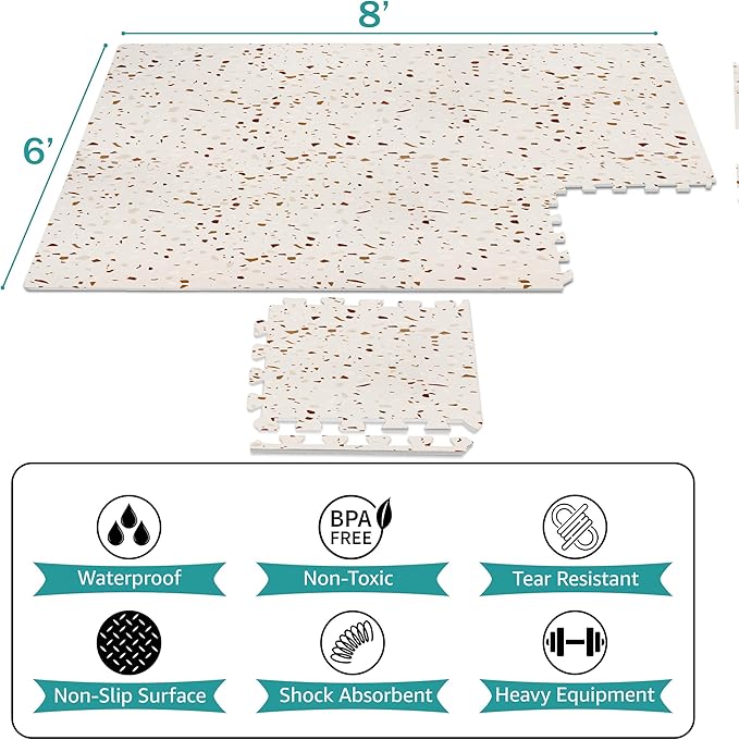 Sorbus Wood Grain Floor Tiles Foam Mat EVA Interlocking Mats Tile 3/8-Inch Thick Flooring Wood Puzzle Exercise Mats w/Borders - Home Playroom Basement, Apartment, Trade Show, Baby, Dance