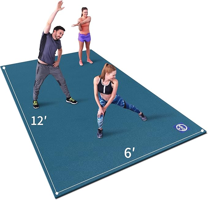 MRO Extra Large Exercise Mat For Home Gym, 15'x6'/12'x6'/9'x6'(7mm) Workout Mats for Gym Flooring, Non-Slip, Extra Thick Durable Cardio Mat, Ideal for Plyo, Weights, MMA, Jump Rope -Shoe Friendly