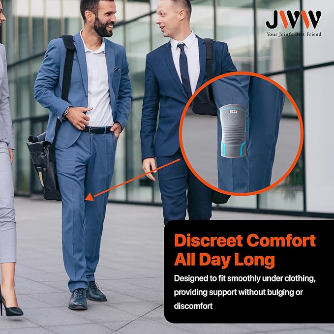 JWW Plus Size Knee Compression Sleeve for Big Thighs, 2 Pack Knee Brace for Men & Women Knee Pain Relief, Workout Sports Knee Support, Knee Braces for Meniscus, ACL & Arthritis Recovery (Blue, 4XL)
