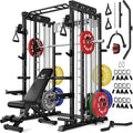 JELENS Smith Machine for Home Gym, Multi-Function M12 Power Cage with Cable Crossover System, Squat Rack with Smith Bar and More Attachment
