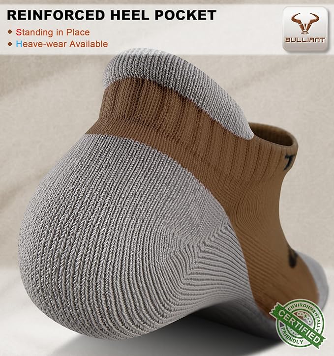 BULLIANT Men Running Socks,Active Ankle Socks No Show For Men With Cushioned Footbed Arch Support Breathable Wicking