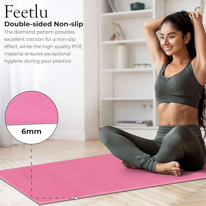 Foldable Yoga Mat, 6mm Thick, Lightweight, Anti-Slip, and Easy to Store – Perfect for Travel, Yoga, Pilates, Home Workouts, and Floor Exercises