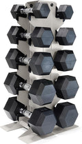 CAP Barbell Rubber Coated Hex Dumbbell Set with Vertical Rack | 100-300 lbs Free Weights Dumbbells Set for Home Gym | Multiple Options